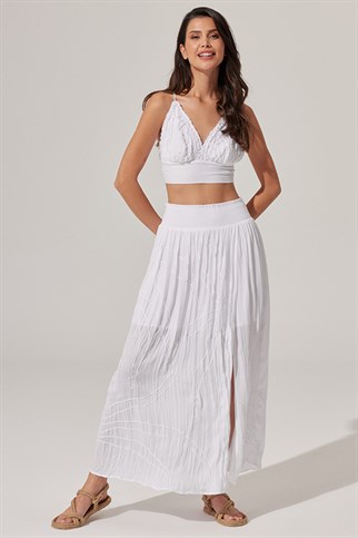 Cropped Skirt Set With Strainer Detail