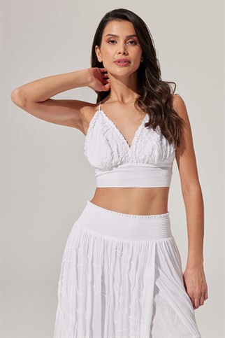 Cropped Skirt Set With Strainer Detail