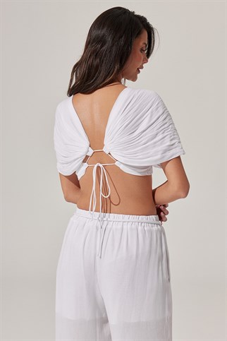 Croplu, Süzene Detaylı Pantolon Takım