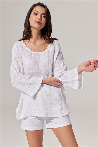 Doubleface Garnili Özel Kumaş Bluz