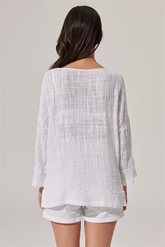 Doubleface Garnili Özel Kumaş Bluz