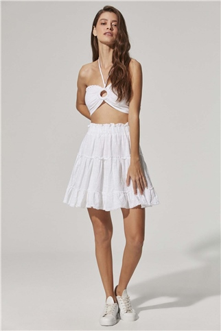 Fırfırlı Beyaz Etek