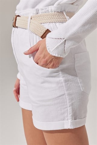 Geniş Kemerli Kadın Şort