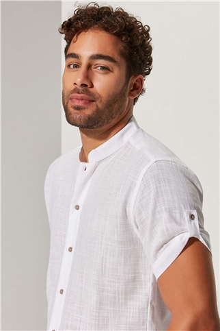 Hakim Yaka Kısa Kol Erkek Gömlek