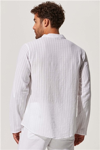 Hakim Yaka Yarım Pat Erkek Gömlek