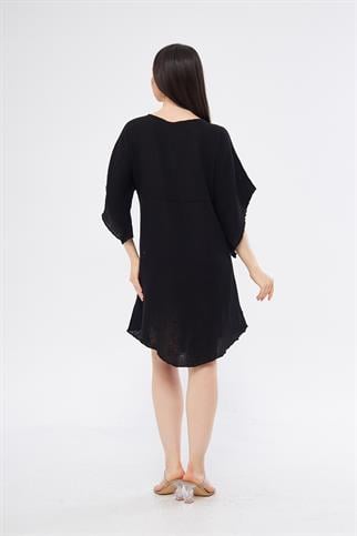 Halkalı Mini Siyah Elbise