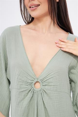 Halkalı Mini Yeşil Elbise