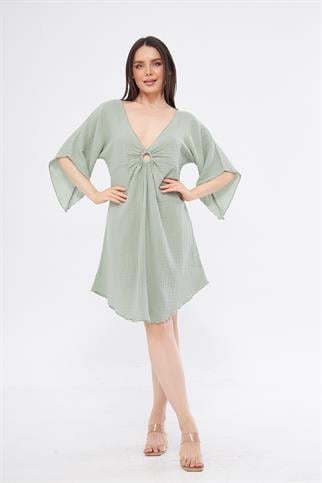 Halkalı Mini Yeşil Elbise