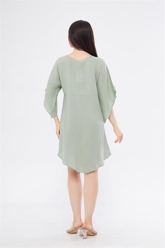 Halkalı Mini Yeşil Elbise