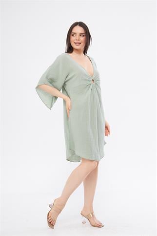 Halkalı Mini Yeşil Elbise