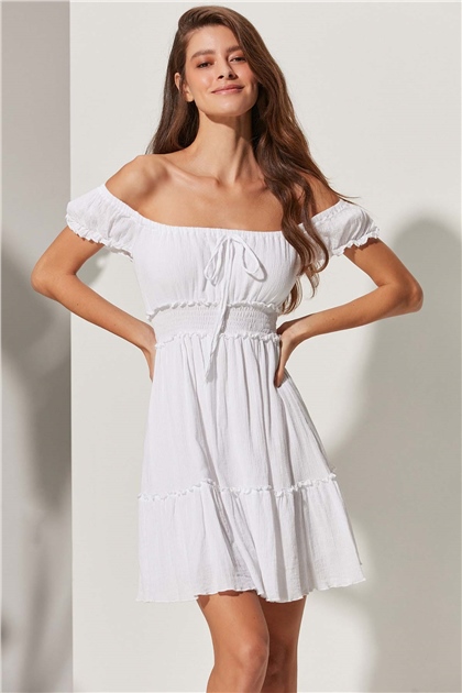 Karpuz Kol Bürümcük Mini Elbise