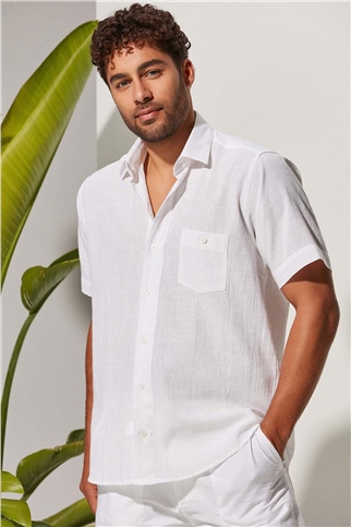 Kısa Kol Beyaz Erkek Gömlek