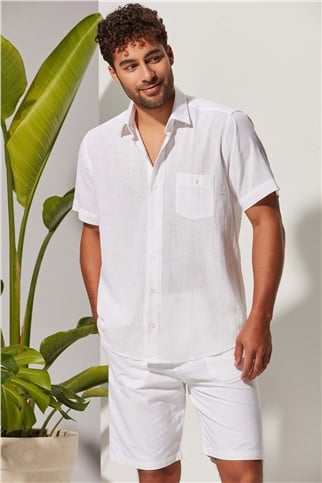 Kısa Kol Beyaz Erkek Gömlek
