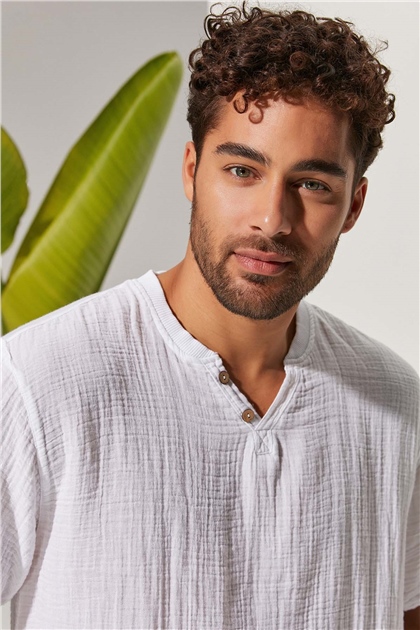 Kısa Kol Bisiklet Yaka Ribanalı Erkek T-Shirt