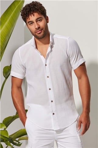 Kısa Kol Cepsiz Erkek Gömlek