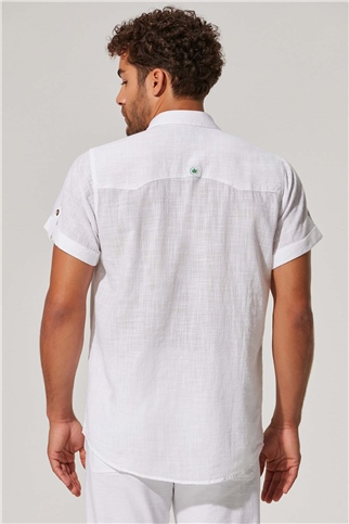 Short-Sleeved Double Pocket Slub Shirt
