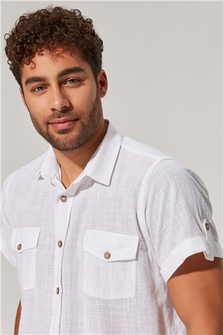 Kısa Kol Çift Cep Şantuk Erkek Gömlek