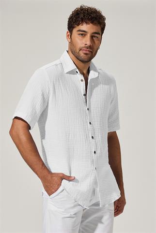 Kısa Kol Double Face Erkek Gömlek