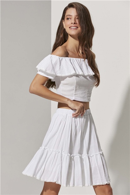 Short Sleeve Frilled Blouse