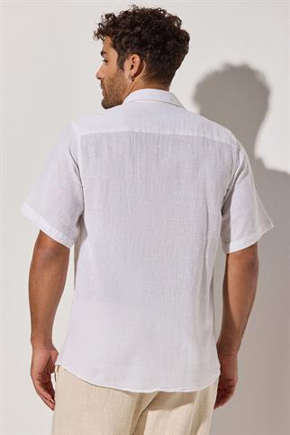 Kısa Kol Keten Gömlek