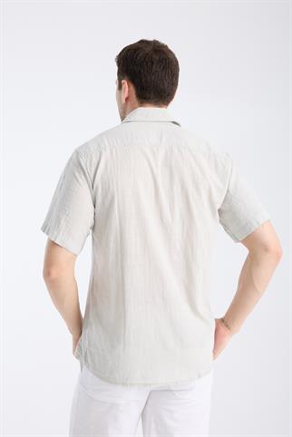 Kısa Kol Şile Bezi Gri Erkek Gömlek