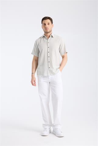 Kısa Kol Şile Bezi Gri Erkek Gömlek