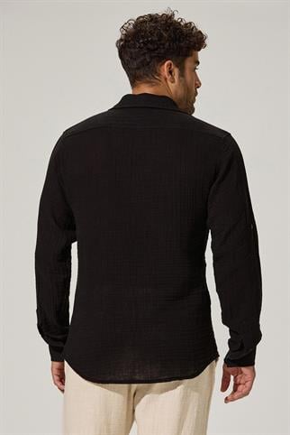 Long Sleeve Double Face Black Shirt