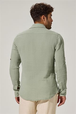 Long Sleeve Double Face Green Shirt