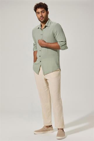 Long Sleeve Double Face Green Shirt