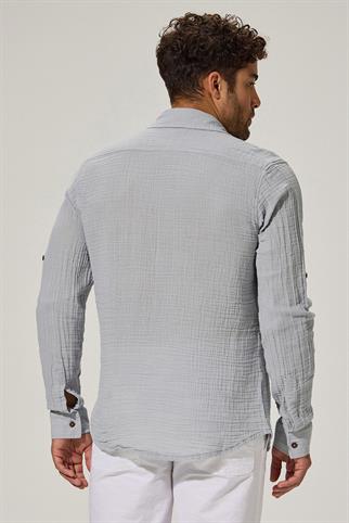 Long Sleeve Double Face Grey Shirt