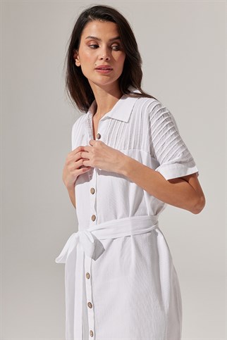 Rib Detail Dress On The Shoulders