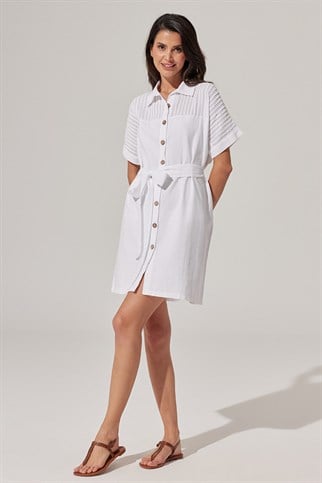 Rib Detail Dress On The Shoulders