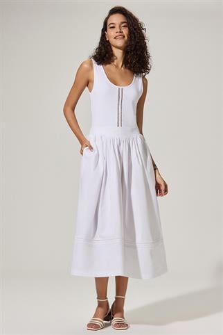 Penye Detaylı Tasarım Elbise