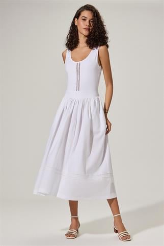 Penye Detaylı Tasarım Elbise