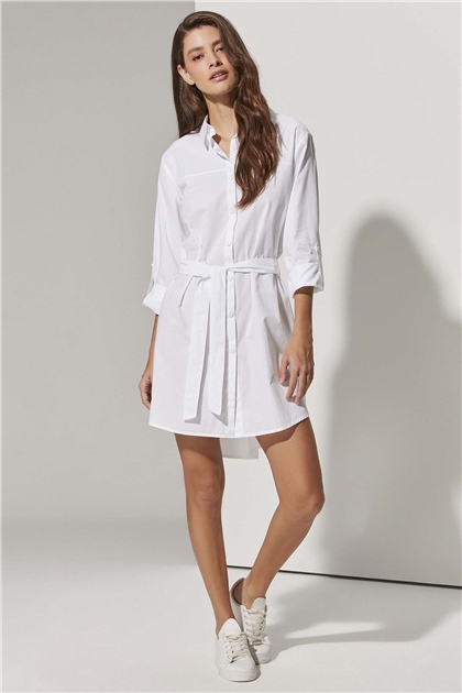 Poplin Beyaz Gömlek Elbise
