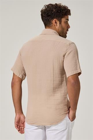 Short Sleeve Doubleface  Beige Shirt
