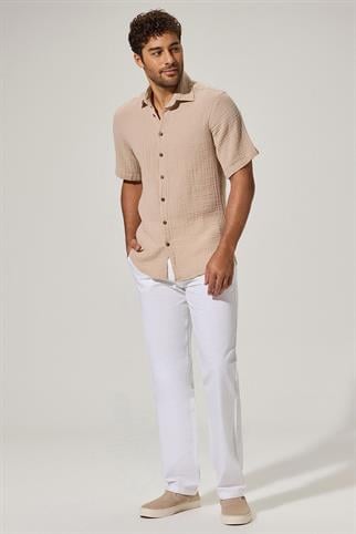 Short Sleeve Doubleface  Beige Shirt