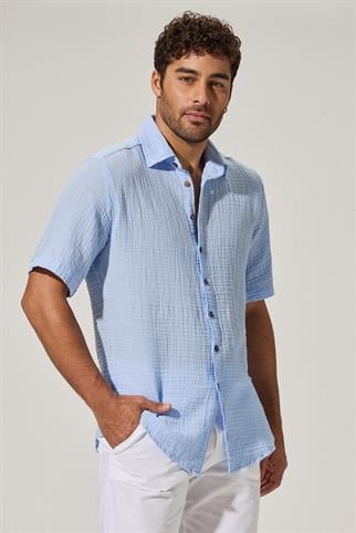 Short Sleeve Doubleface  Blue Shirt