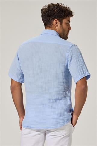 Short Sleeve Doubleface  Blue Shirt