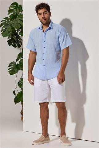 Short-Sleeved Sile Cloth Blue Shirt