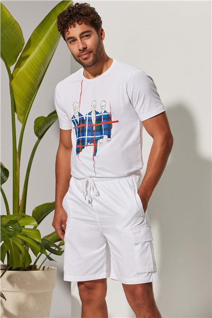 Spor Erkek Beyaz Şort