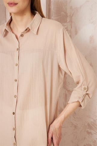 Taç Şile Bezi Bej Kadın Gömlek