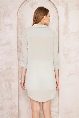 Taç Şile Bezi Gri Kadın Gömlek