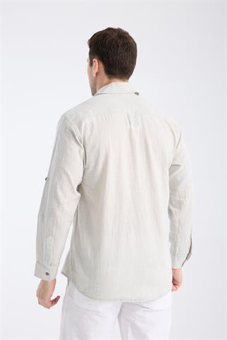 Uzun Kol Şantuk Gri Erkek Gömlek