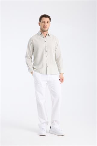 Uzun Kol Şantuk Gri Erkek Gömlek