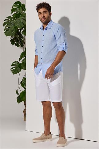 Long Sleeve Slub Blue Shirt