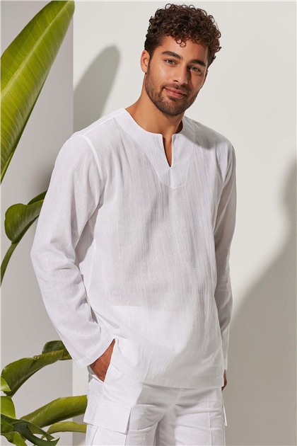 Uzun Kol Şile Bezi Erkek T-Shirt