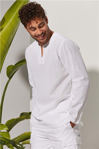 Uzun Kol Şile Bezi Erkek T-Shirt