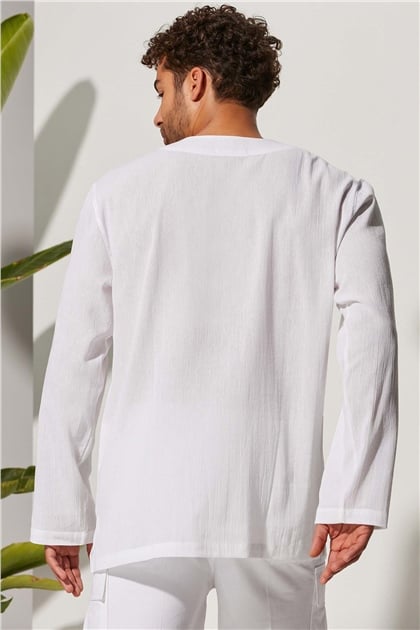 Uzun Kol Zımbalı Şile Bezi Erkek T-Shirt