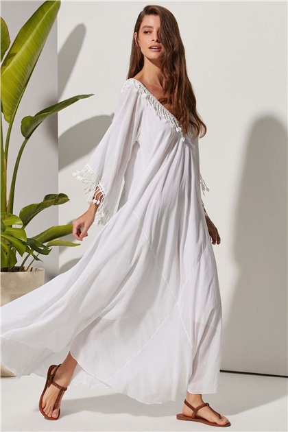 V Yaka Truvakar Bodrum Bezi  Elbise